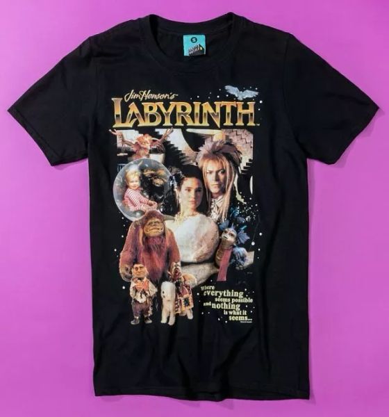

official retro labyrinth black t-shirt, White;black