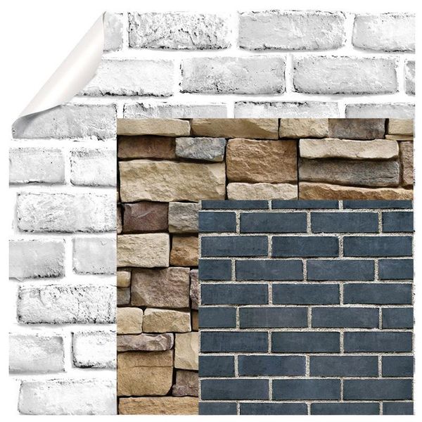 

wallpapers 45cmx1000cm wall decor stickers 3d pvc brick stone wallpaper self-adhesive living room bedroom kitchen house decoration