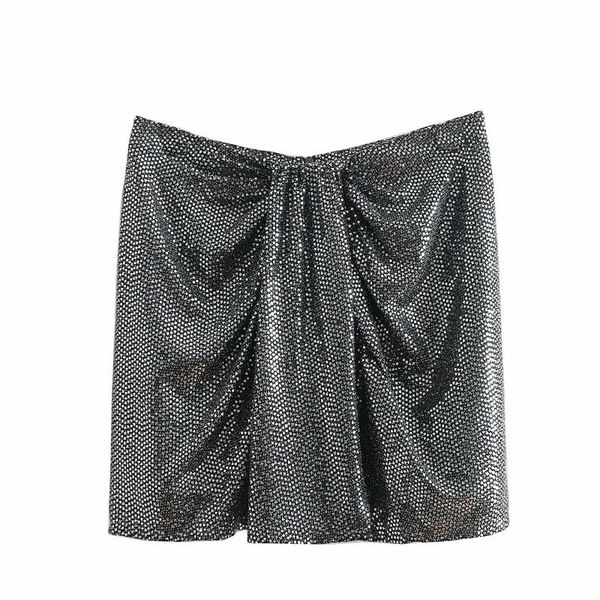 

skirts asds women sequined mini bow pleated design solid back zipper female chic shiny stylish faldas mujer wqz55845, Black