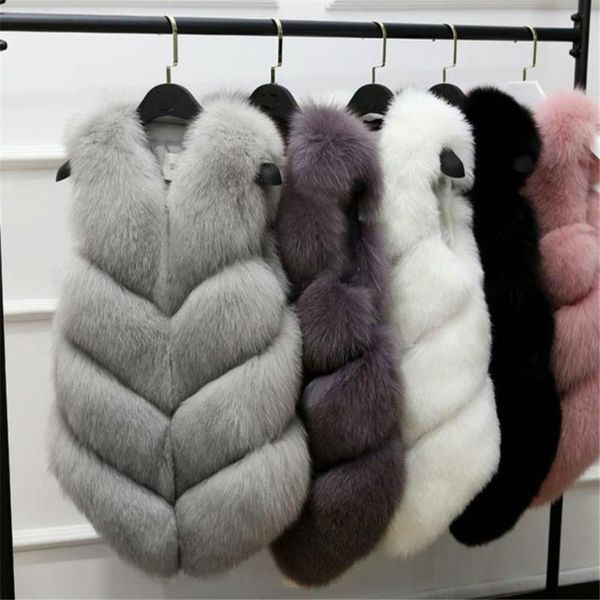 

women's fur & faux waistcoat jacket winter vest coat for women coats fluffy jackets woman clothes female clothing girls outerwear, Black