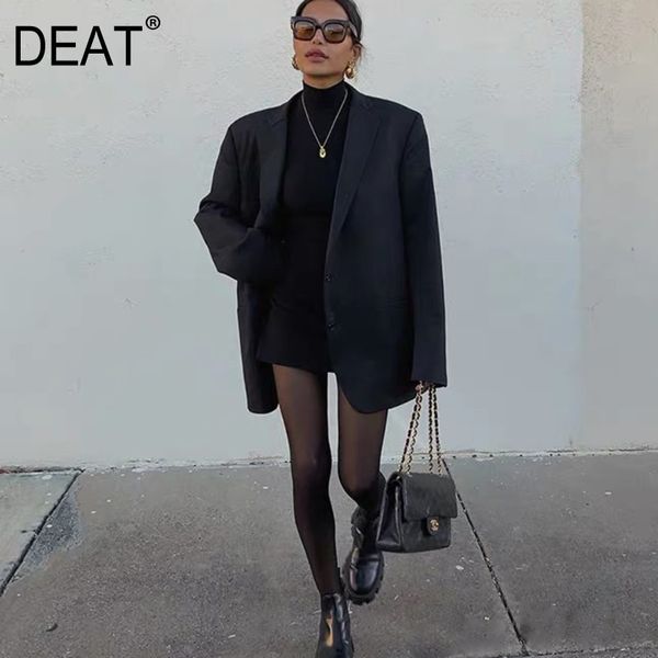 

[deat] spring and autumn notched collar solid fashionable vintage style single breasted temperament silhouette suit gx1083 210428, White;black