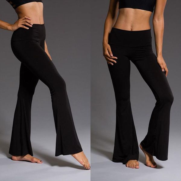 

fashion high waist flare women pants bell bottom office spring fall casual black trousers stretchy bodycon capris, Black;white
