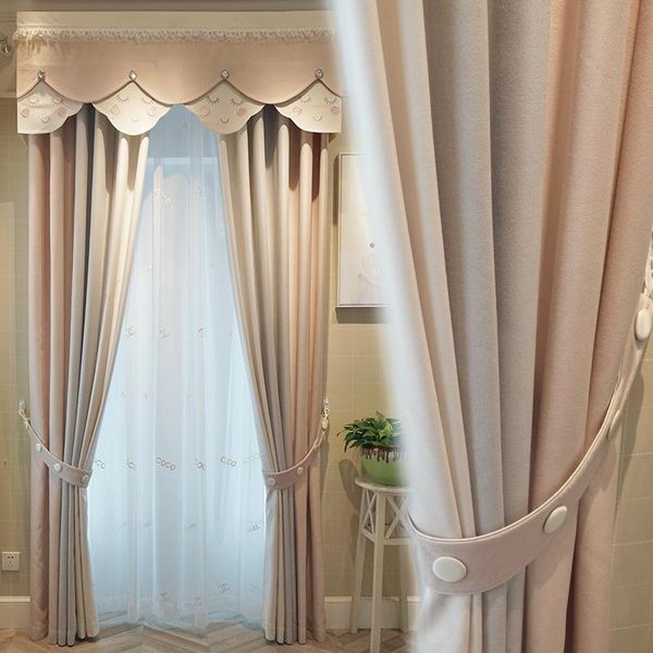 

curtain & drapes curtains for living room high-end modern minimalist girl princess style pink stitching cartoon solid color dining bedroom