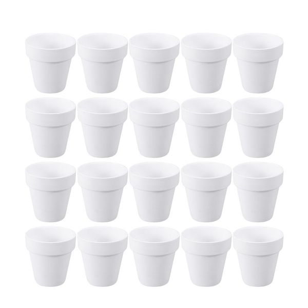 20 pcs pequeno branco flor panela potenciômetro argila cerâmica cerâmica plantador cacto vasos de flores suculentas vasos de berçário com furo (branco) 210401