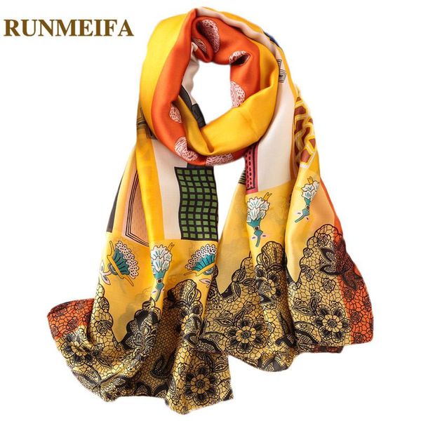 

scarves [runmeifa] luxury 2021 fashion silk women summer beach shawls capes elegant un protection scarf female ng, Blue;gray