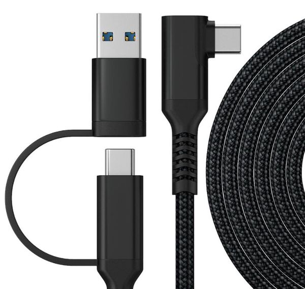 Per cavi di collegamento Oculus Quest 2 Cavo di collegamento USB 3.2 Gen 1 Tipo C Trasferimento dati Carica rapida 3M 5M Steam VR Accessori cavi di testa in metallo intrecciato