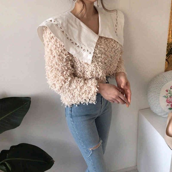 

women's blouses & shirts new sweet peter pan collar lace tassel chiffon shirt korean chic style autumn 3z2q, White