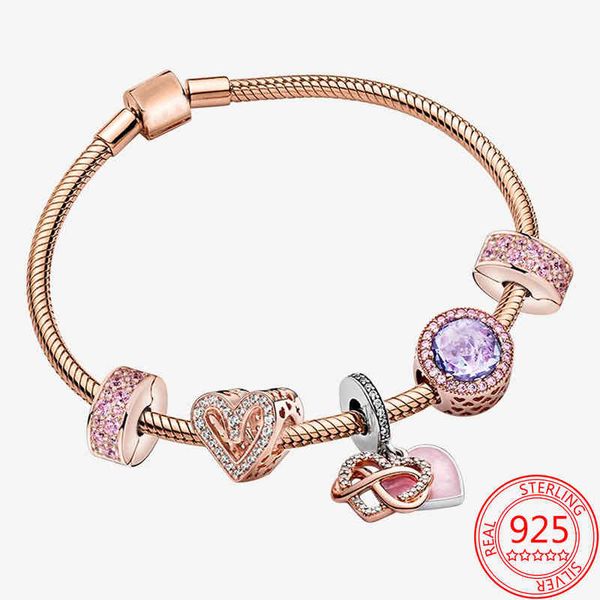 

gorgeous 925 sterling silver rose gold sparkling love family tree daisy set charm bracelet fashion girl diy jewelry gift making, Golden;silver