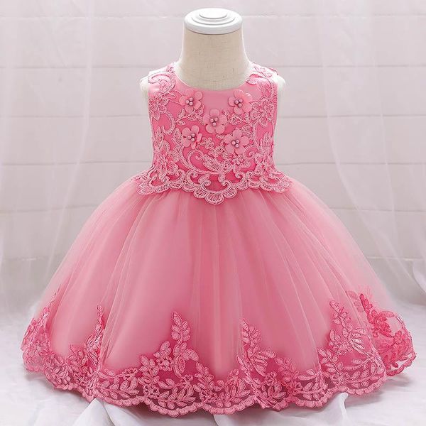 Abiti da ragazza 2022 Summer Baby Girl Dress Primo compleanno per vestiti Flower Party Princess Battesimo Abito da 3-24 mesi