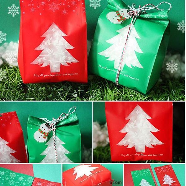 

gift wrap 50pcs christmas tree empty bags sweet candy cookies wedding xmas party treat pouches red green