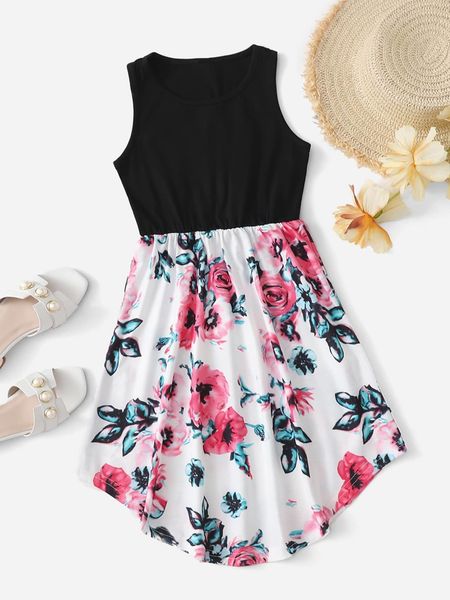 

toddler girls floral print dress she02, Red;yellow