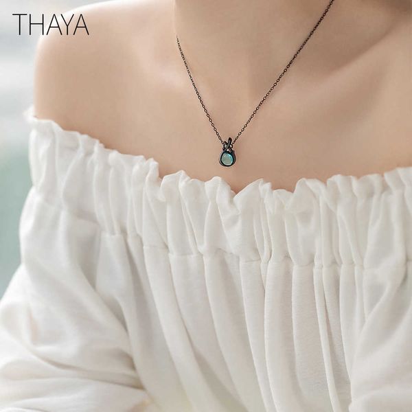 

thaya original design sleeping beauty necklace s925 silver handmade crystal short collarbone chain jewelry gift 210929