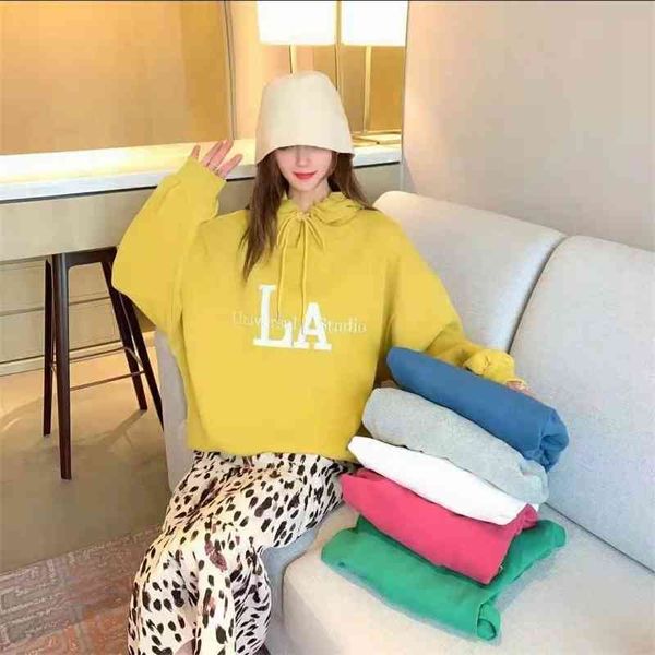 

autumn womens la letter hooded sweater, Black