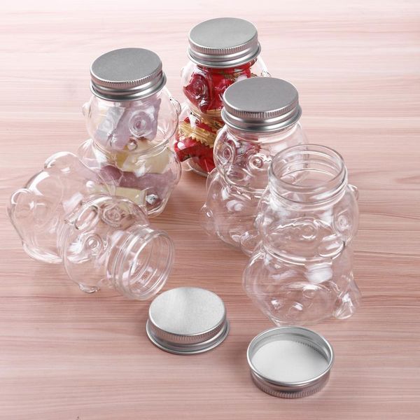 

10pc 100ml transparent candy sugar cute bear storage vial containers bottle plastic honey for kids party gift wrap