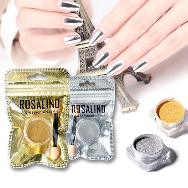 

nail glitter pigment powder mirror manicure sparkles nails decorations chrome, Silver;gold