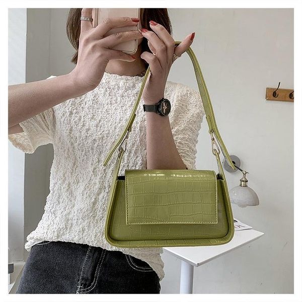 

evening bags 2021 stone pattern pu leather shoulder for women crossbody mini baguette bag simple luxury designer handbags and purses