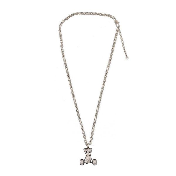 

pendant necklaces cartoon trendy puppet necklace stainless steel rhinestone fashion couple exquisite gift jewelry, Silver