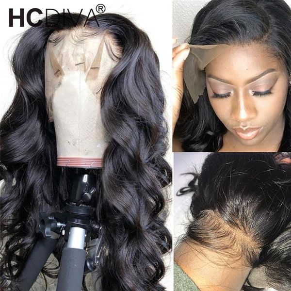 

peruvian body wave wig 13x1 lace part human hair wigs for black women hd t pre plucked with baby, Black;brown