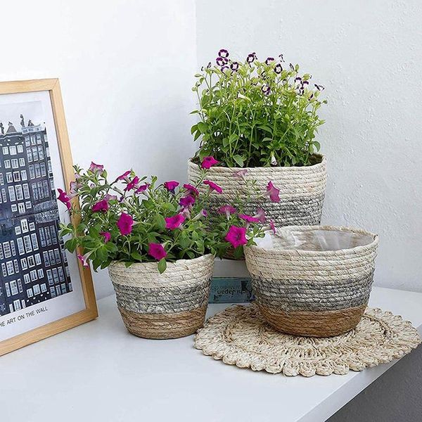 

storage baskets straw weaving flowerpot decor,flowerpot planter basket stylish for flower pots cover,room decor