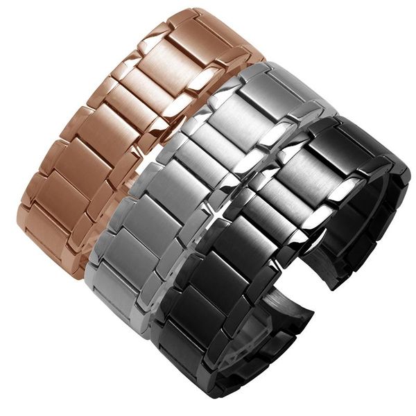 

watch bands enxi stainless steel watchband 22mm waterproof metal wristband replacement men's bracelet for ar2434 2448 2453 2454 2458 24, Black;brown