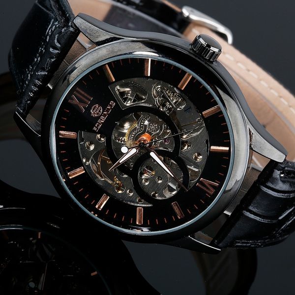 

selling jaragar / forsing watch hollow manual mechanical belt watch, Slivery;brown