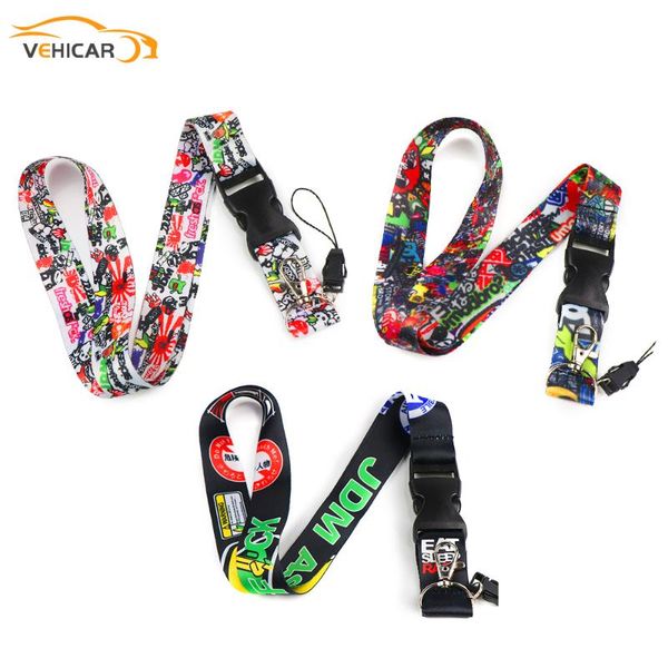 

keychains vehicar car lanyard neck straps for jdm racing key phone card badge holder anti-lost hanging rope auto accessories, Silver