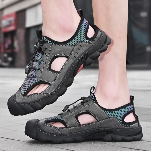 

slippers 2021 fashion waterproof casual beach shoes summer men soft breathable sandals outdoor for roman dwh0, Black