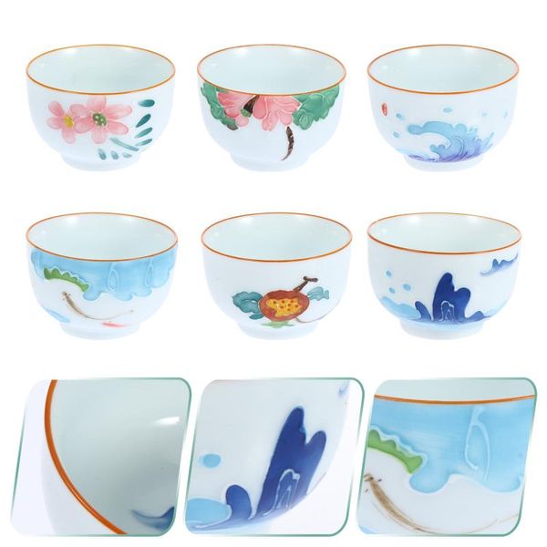 

disposable cups & straws 6pcs exquisite tea household teaware delicate hand-painted