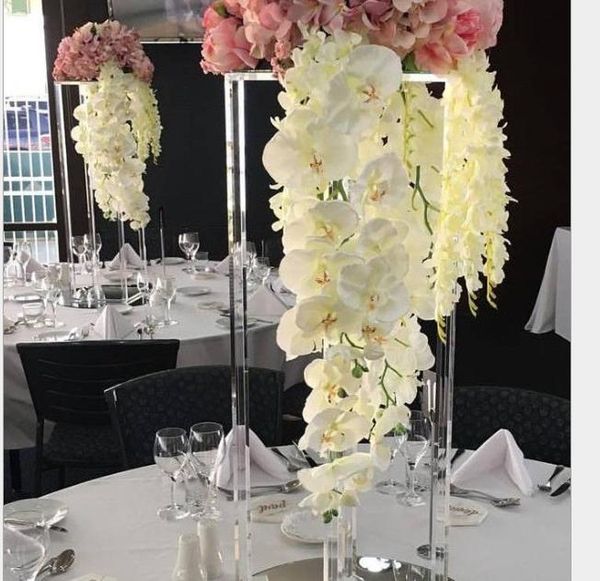 2021 Высокий Свадебный акриловый Кристалл Стол Центр Центр Свадебные Столбец Стойка Для Столового Украшения Цветочный