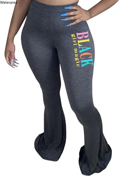 

women's pants & capris cm. sport women wide leg flare black girl magic print high waist bell-bottoms trousers draped jogger sweatpants, Black;white