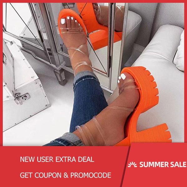 

open toe women platform sandals strappy chunky ultra high heel fashion see-through strap female shoes 2021 summer, Black