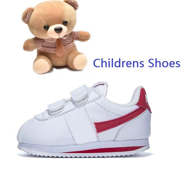 

designer new born baby hook & loop cortez kids running shoes low cut boys girls leather black white red children toddler casual trainers boy