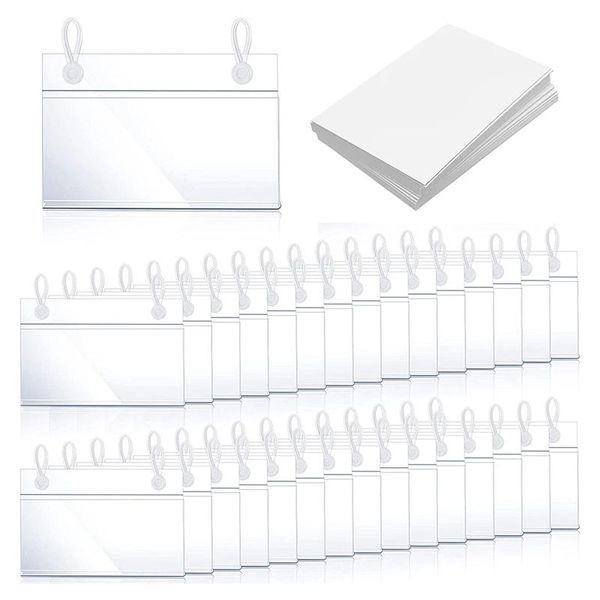 Outros suprimentos de jardim 60pcs titulares de rótulo de cesta de plástico, prateleira de arame de sinal de preço com inserção de papel de fechamento de fechamento de clipe