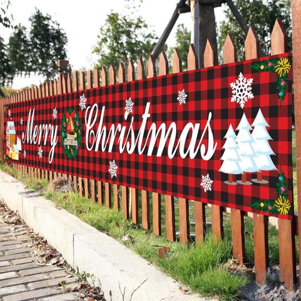 

christmas decorations outdoor banner flag pulling merry letter printed cartoon pattern waterproof din889