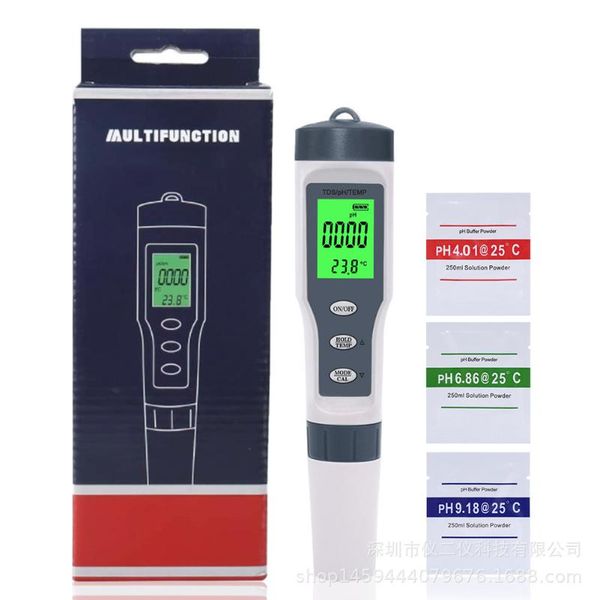 

meters tds meter 4-in-1/3-in-1 digital tester pen with ph temperature measurement 1-19999ppm & 0-14 range backlit display
