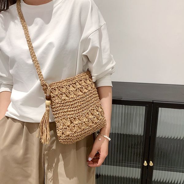 

new handbags simple round square windmill straw summer woven women's single shoulder portable messenger bag factory direct sale