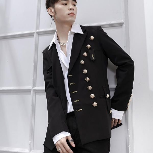 

men's suits & blazers 2021 spring and summer black personality jacket singer stage suit double breasted large size clothes banquet wedd, White;black