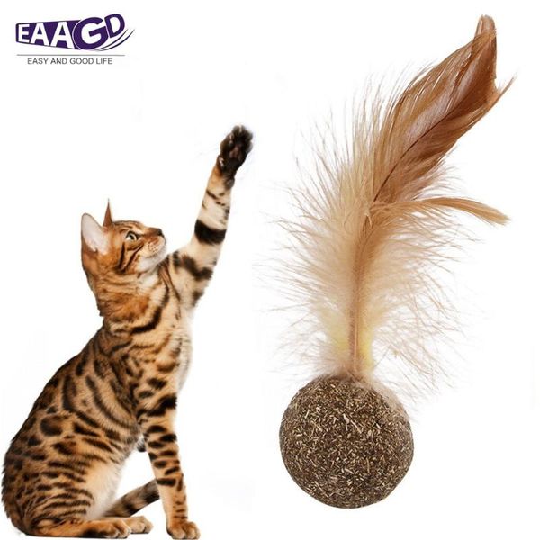 

1pcs cat catnip ball toy with feather tails playable kitten for cats toys