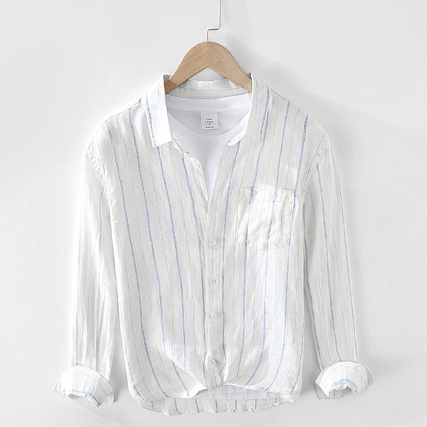

men's casual shirts 2021 design long-sleeved fashion striped men brand white shirt for camisa chemise mens clothing, White;black