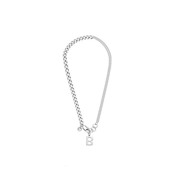 

pendant necklaces potcet women's stainless steel letter b titanium necklace geometric fashion hip hop personality party jewelry, Silver