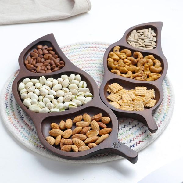 

3-compartment wood snack serving tray s / l storage container sectional for dried fruit, candy, nut, cookies dishes & plates