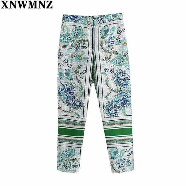 

women vintage contrast color paisley print harem pants retro floral female chic pockets summer full length trousers 210520, Black;white