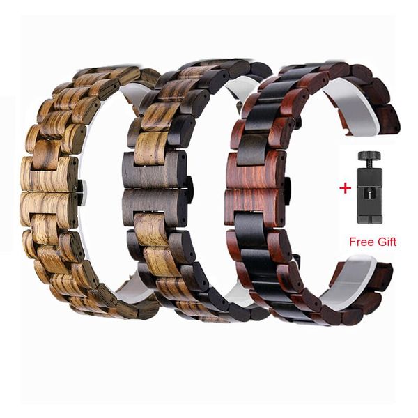 

watch bands for samsung galaxy watch3 45mm 41mm strap 20mm 22mm luxury business wooden 46mm/gear s3 frontier bracelet, Black;brown
