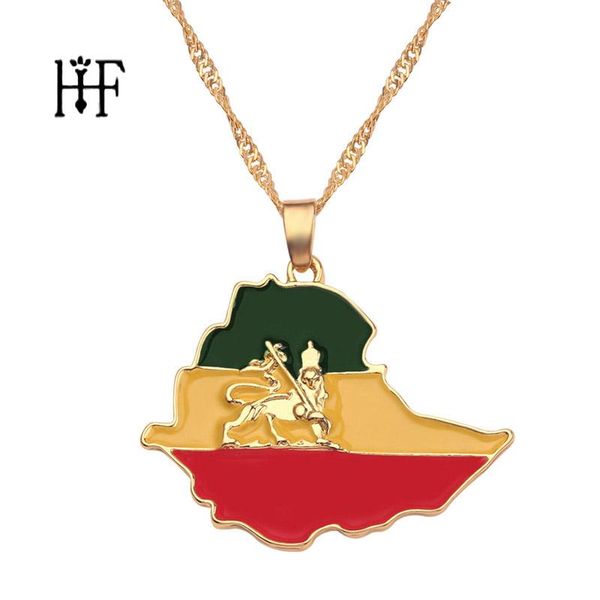 

ethiopian flag & lion map pendant necklaces women/men jewelry gold color africa maps ethiopia necklace bijoux femme, Silver