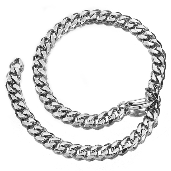 

chains silver color cuban link chain adjustable choker with tail hip hop 15mm big stainless steel curb rapper necklace for men