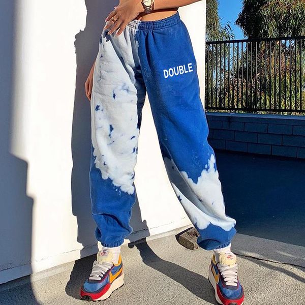 

fall 2021 winter clothes women pants high waist patchwork straight sweatpants casual loose sport trousers streetwear women's & capris, Black;white