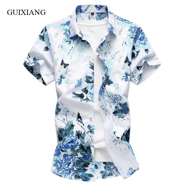 

summer style men boutique flowers short sleeves shirt fashion casual youth ity slim men's plus size -7xl shirts, White;black