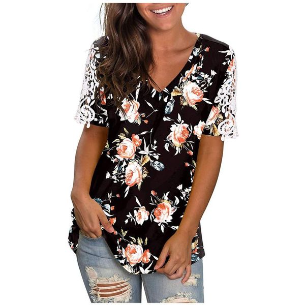 

women's t-shirt rose prints woman tshirts hollow out short sleeves t shirt women summer harajuku v-neck tee femme camisetas de mujer, White