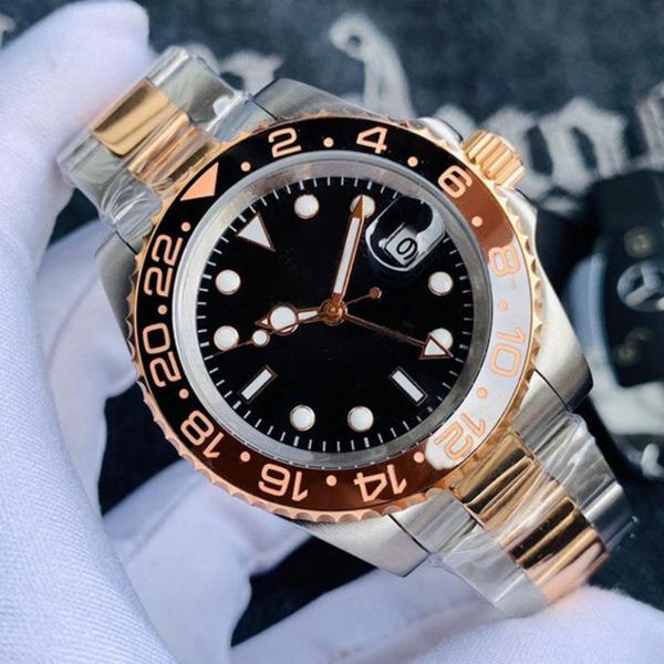 

male business automatic mechanical watches 40mm dial stainless steel folding buckle montre de luxe waterproof watch, Slivery;brown