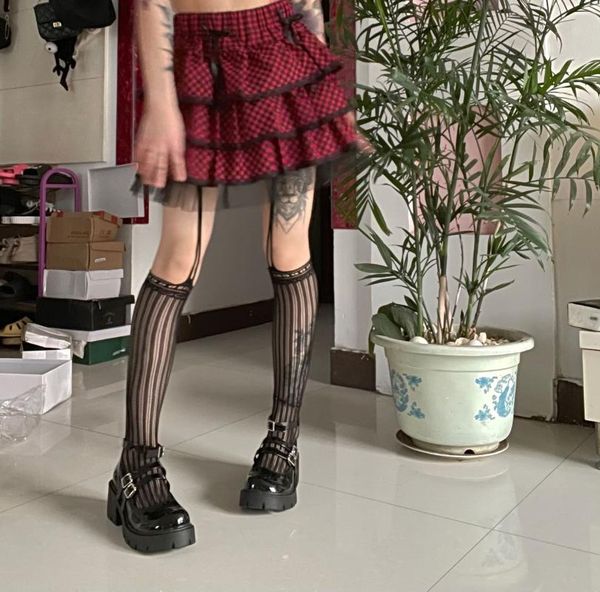 

skirts fashion trend street girl's plaid skirt, Black